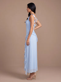 CLAIRE MAXI DRESS Blue studio side