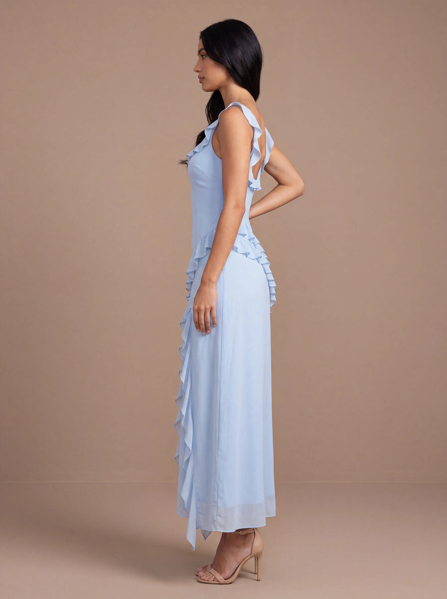 CLAIRE MAXI DRESS Blue studio side