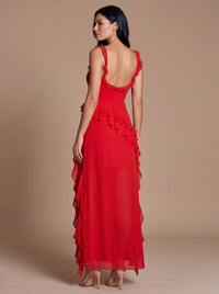 CLAIRE MAXI DRESS Red studio side