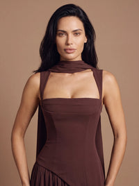 ELEANOR MAXI DRESS Plum Brown studio zoom