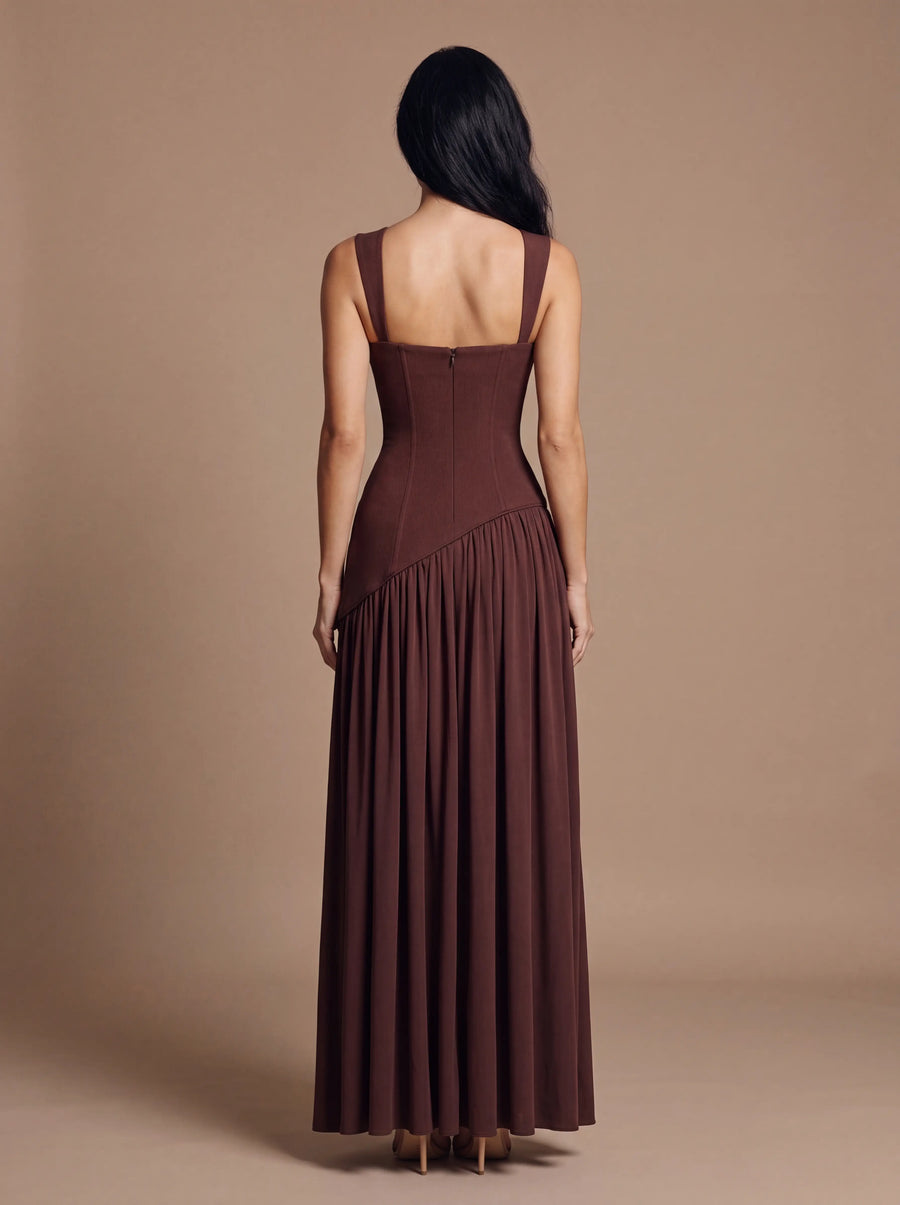 ELEANOR MAXI DRESS Plum Brown studio back