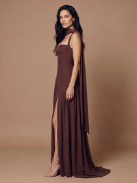 ELEANOR MAXI DRESS Plum Brown studio side