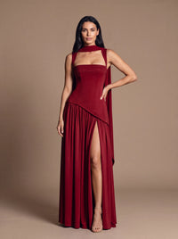 ELEANOR MAXI DRESS Cherry Lacquer studio front