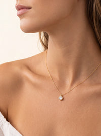 18k Gold Plated CZ Solitaire Necklace