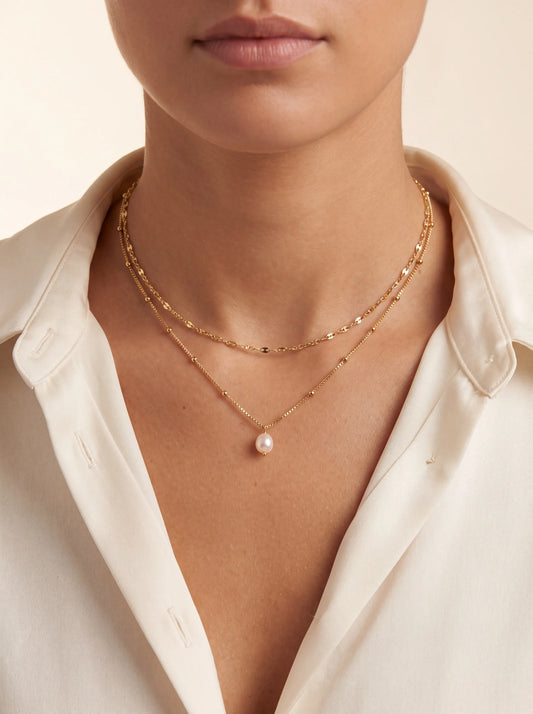 Double Necklace With Freshwater Pearl