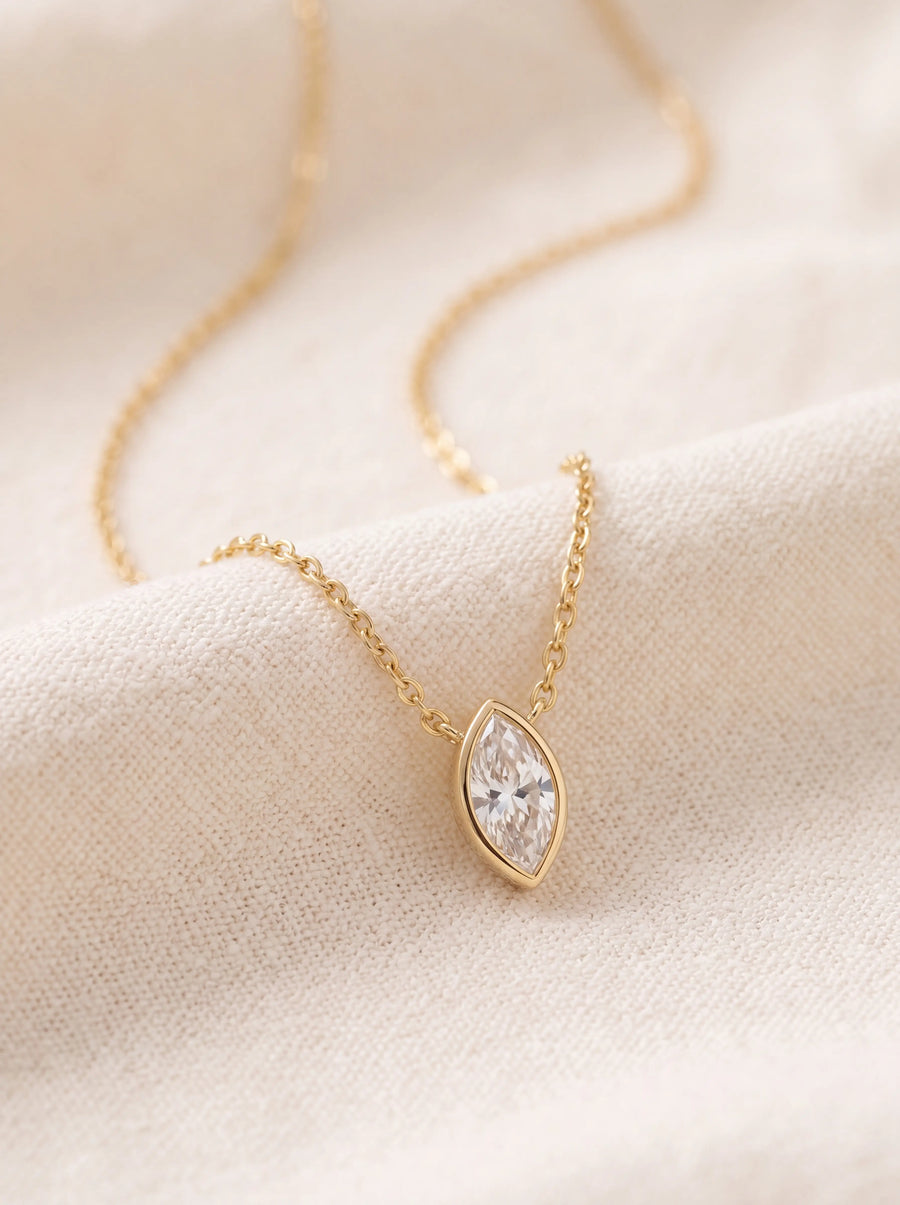 Marquise Solitaire Pendant Necklace