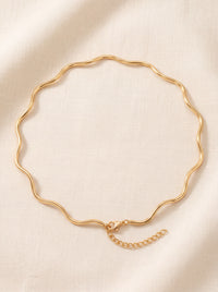 18k Gold Plated Wave Choker Necklace