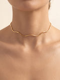 18k Gold Plated Wave Choker Necklace