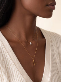 Layered Gold Bar and Teardrop Necklace