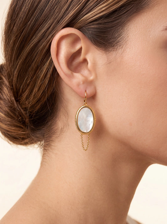 Gold Mother of Pearl Drop Earrings