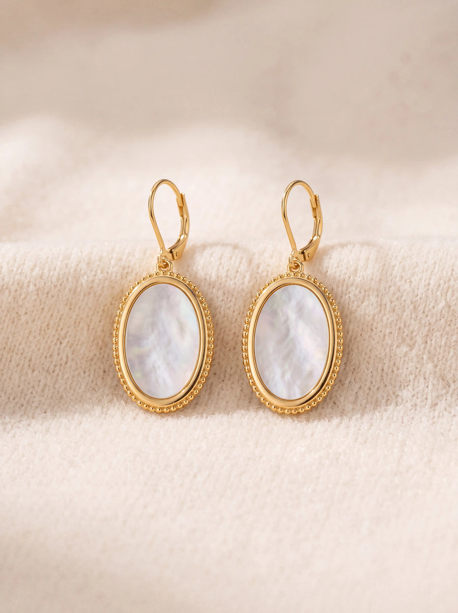 Gold Mother of Pearl Drop Earrings