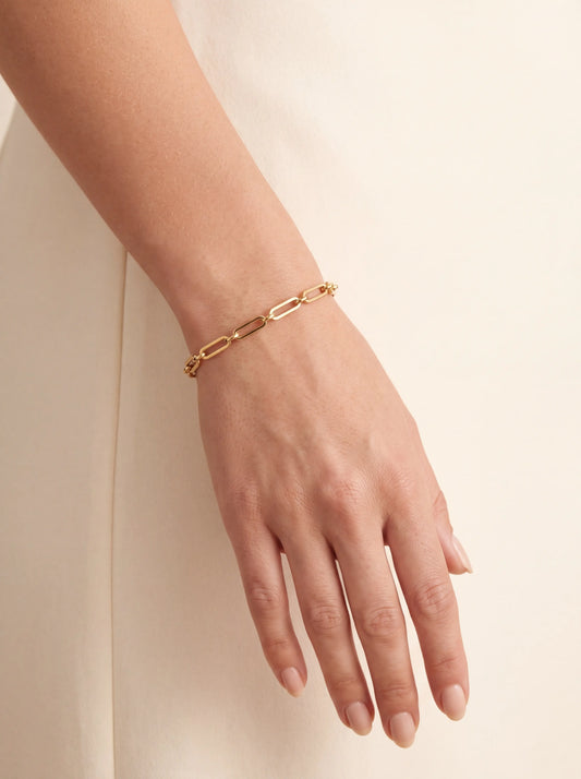 18k Gold Paperclip Chain Bracelet