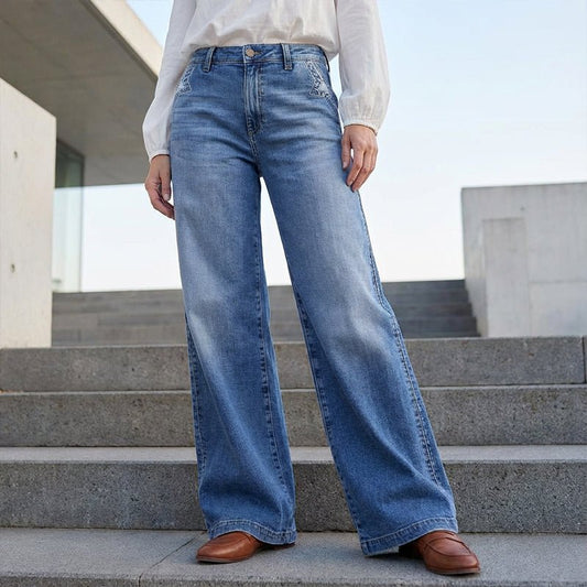 Grace | High Waisted Wide Leg Jeans Vintage Retro Fit Blue