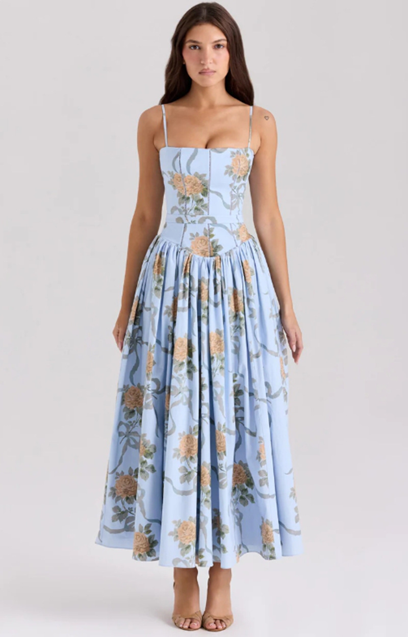 Gabriella | Womens Wedding Guest Elegant Corset Midi Dress 4