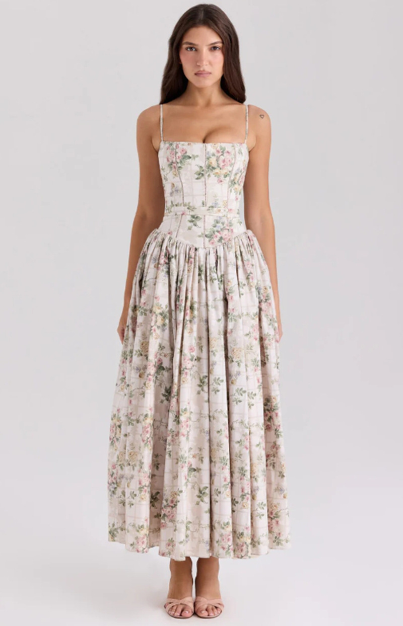 Gabriella | Womens Wedding Guest Elegant Corset Midi Dress 2