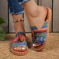 Aria | Women's Slide Sandals Open Toe Tassel Bohemian Flat 8