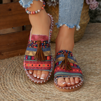 Aria | Women's Slide Sandals Open Toe Tassel Bohemian Flat 4