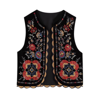 Eleanor | Womens Boho Floral Open Front Vest Design S
