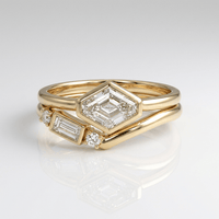 GEOMETRIC DIAMOND GOLD RING SET