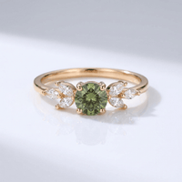 GREEN PERIDOT GOLD DAINTY LEAF RING