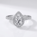PEAR ZIRCONIA SILVER HALO RING