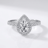 PEAR ZIRCONIA SILVER HALO RING