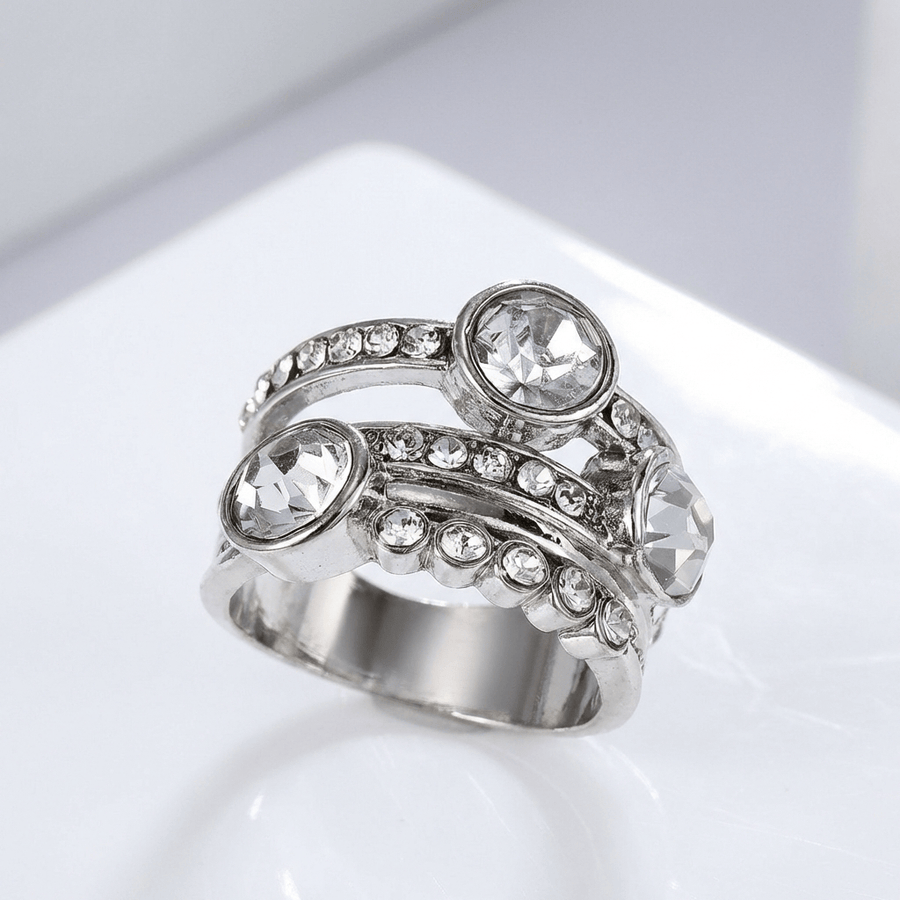 SILVER TWIN SPARKLE RING