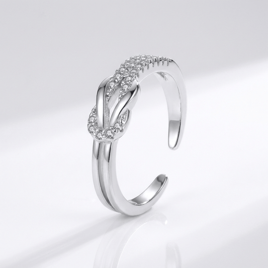 SILVER ZIRCONIA WRAP RING - (ADJUSTABLE)