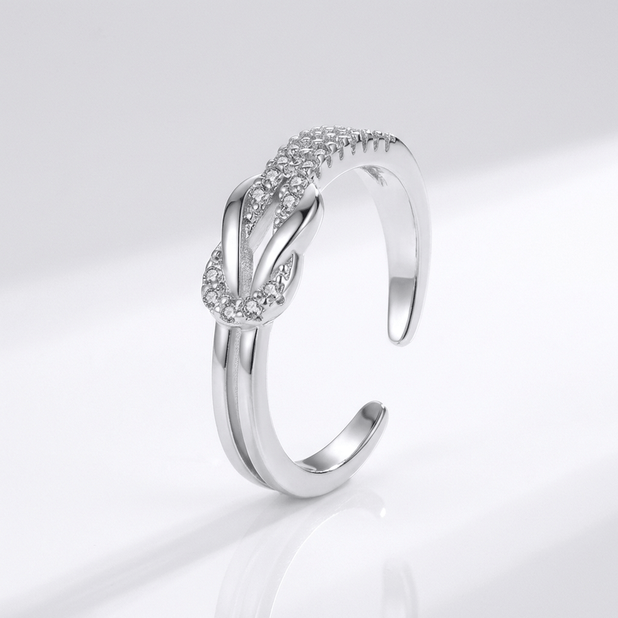SILVER ZIRCONIA WRAP RING - (ADJUSTABLE)