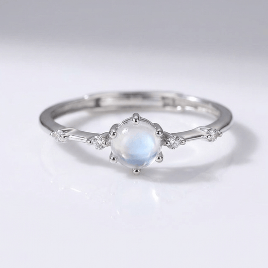 SILVER MOONSTONE VINTAGE RING - (ADJUSTABLE)