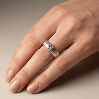 HANDMADE SILVER TWO TONE BLUE TOPAZ RING
