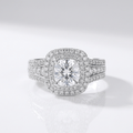 SILVER ROUND DIAMOND HALO RING