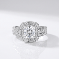 SILVER ROUND DIAMOND HALO RING