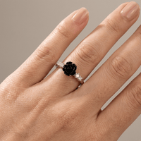 SILVER ROSE DIAMOND RING - (ADJUSTABLE)
