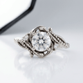 SILVER DIAMOND ORNATE VINTAGE RING
