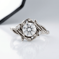 SILVER DIAMOND ORNATE VINTAGE RING