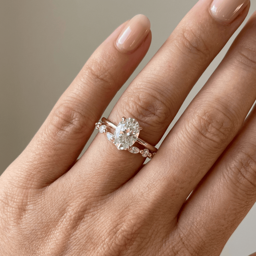 GOLD OVAL DIAMOND MARQUISE BAND SET
