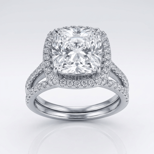 SILVER SQUARE ZIRCONIA HALO RING