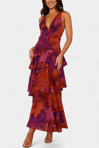 Domenica Chiffon V-Neck Maxi Dress