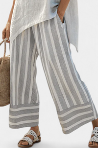 Lavinia – Elegant Asymmetric Blouse and Striped Trousers