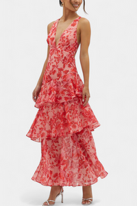 Domenica Chiffon V-Neck Maxi Dress