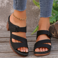 Victoria | Womens Orthopedic Platform Heel Comfort Sandals Black