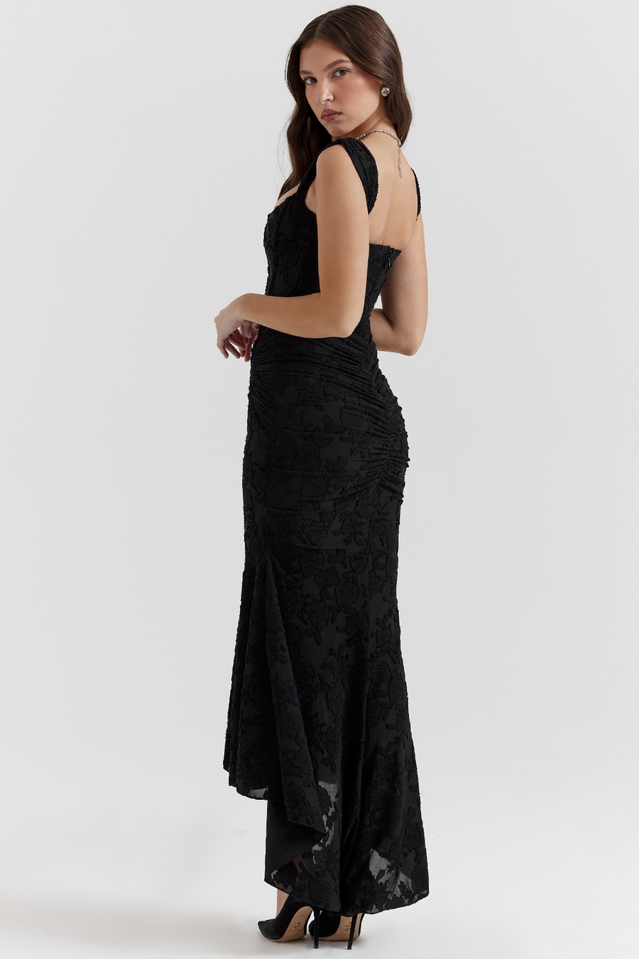 Magdalene - Lace Maxi Dress with Draped Waist