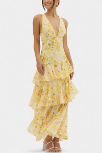 Domenica Chiffon V-Neck Maxi Dress