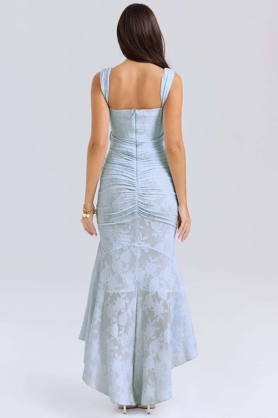 Magdalene - Lace Maxi Dress with Draped Waist