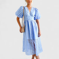 Elanqi | Elegant Midi Dress Light blue