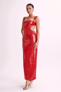 Adoria Maxi Dress glossy red