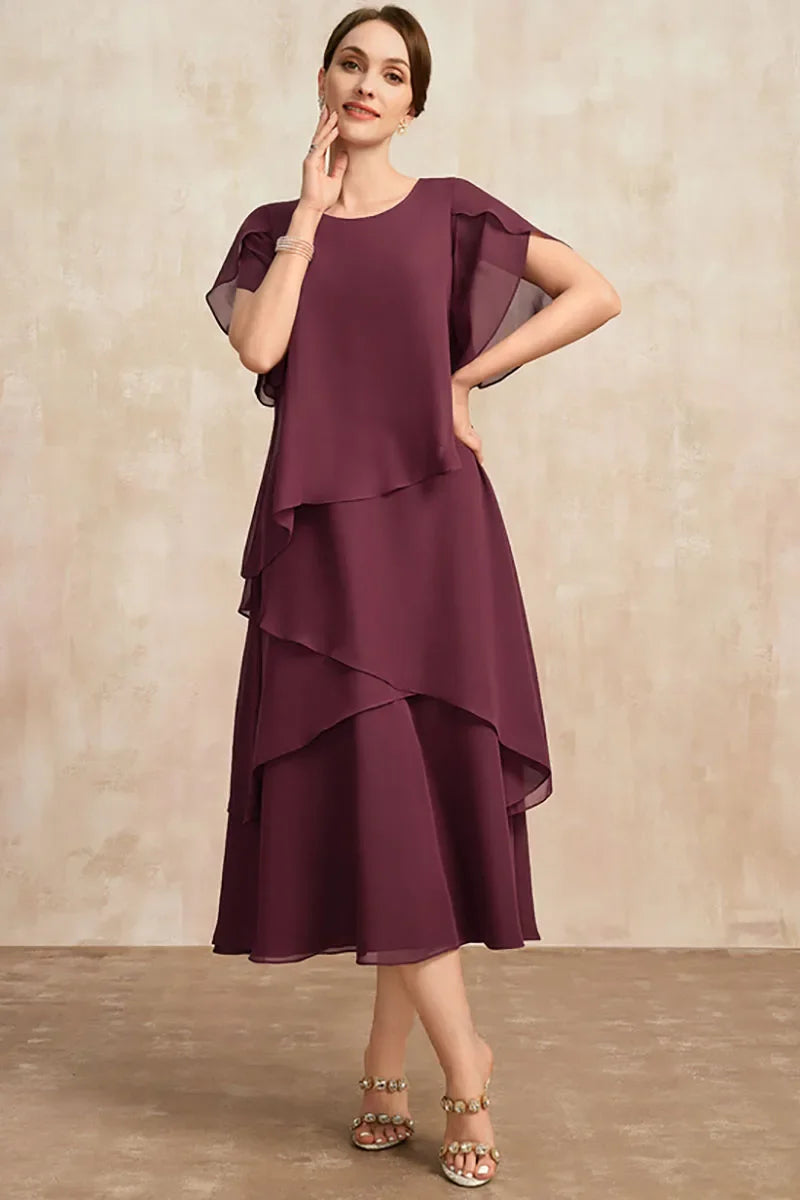 Olivia | Womens Soft Classic Chiffon Dress Brown