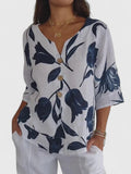 Imelda | Women's Floral V-Neck 3/4 Sleeve Blouse