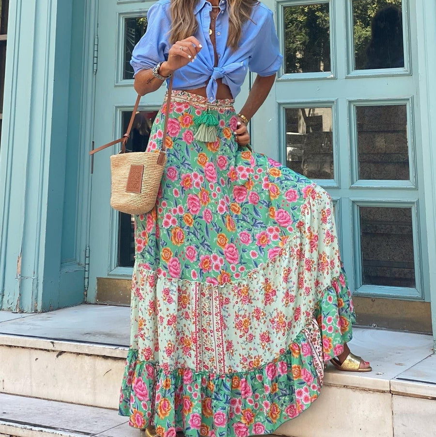 Clémence Paisley Bohemian Maxi Skirt